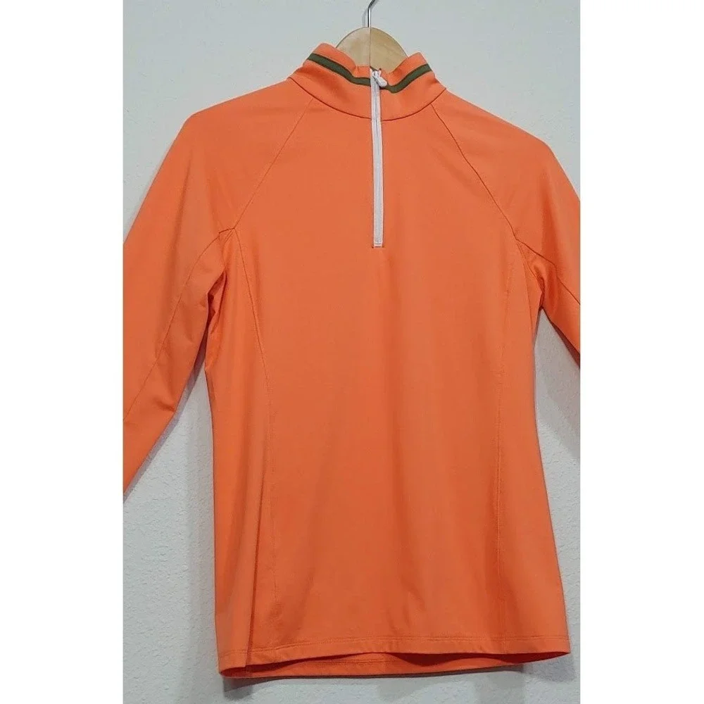 RLX Ralph Lauren Mens Orange 1/4 Zip Performance Golf Pullover Active Fit Size S